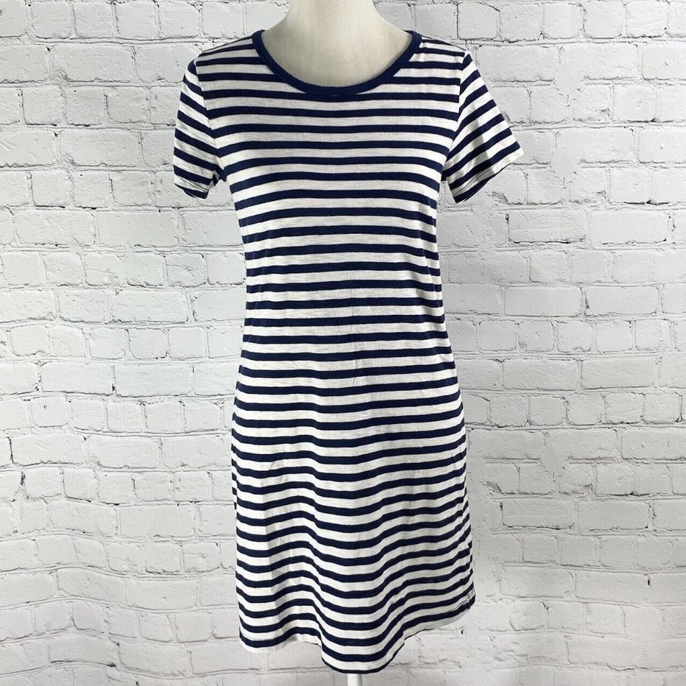 Old Navy Striped Nautical T-Shirt Dress Large L TALL Crewneck Short Sleeve